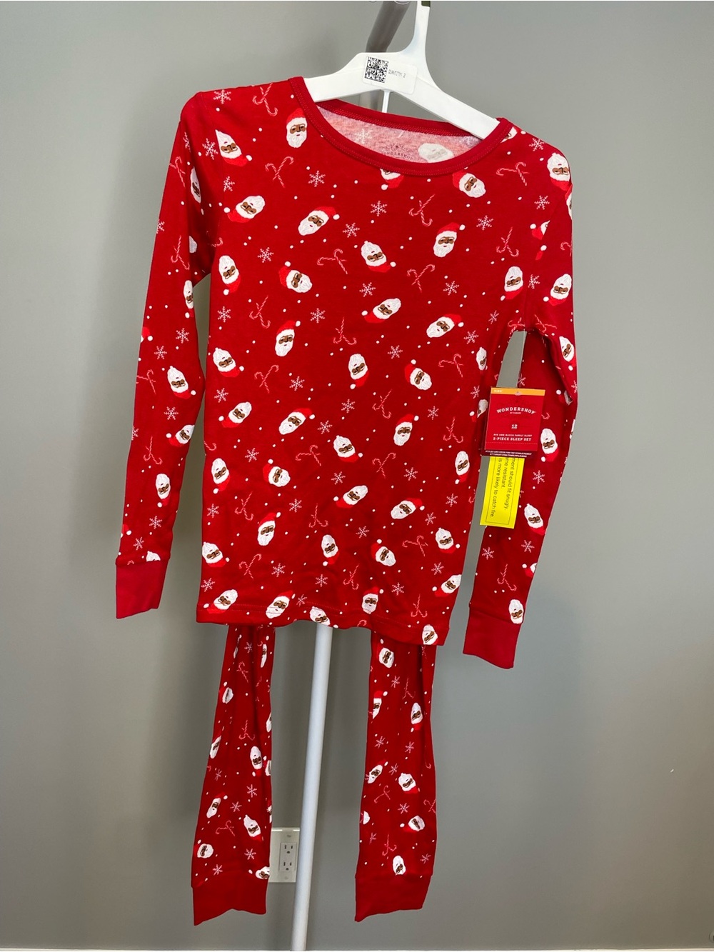 Wondershop Red Santa Print Kids Pajama Set - Size 12 NWT